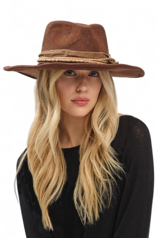 Distress Vintage Shapable Fedora Cowboy Hat