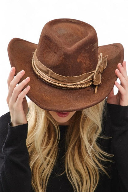 Distress Vintage Shapable Fedora Cowboy Hat