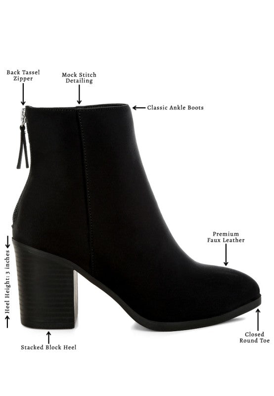 Veyara Lycra Block Heel Ankle Boots