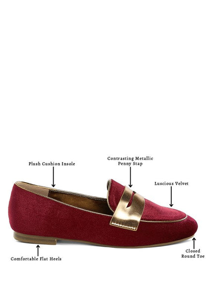 Malta Penny Strap Velvet Loafers