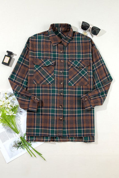 Plaid Button-Up Chest Pocket Shacket