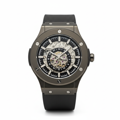 The 199 Gunmetal -Skeleton Automatic Luxury Watch by Dapr