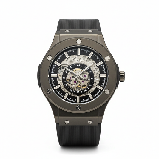 The 199 Gunmetal -Skeleton Automatic Luxury Watch by Dapr