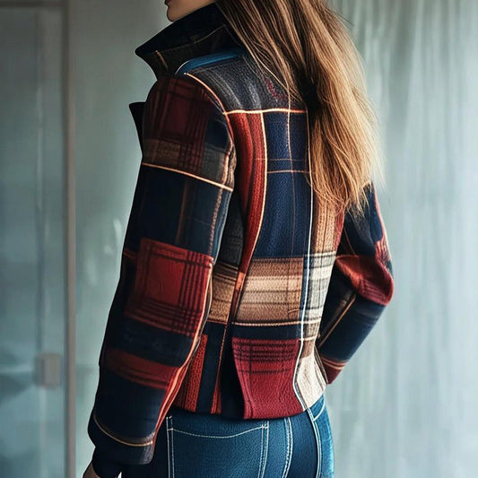 Vintage Stand Collar Blazer with Single-Row Buttons — Tailored Women’s Jacket