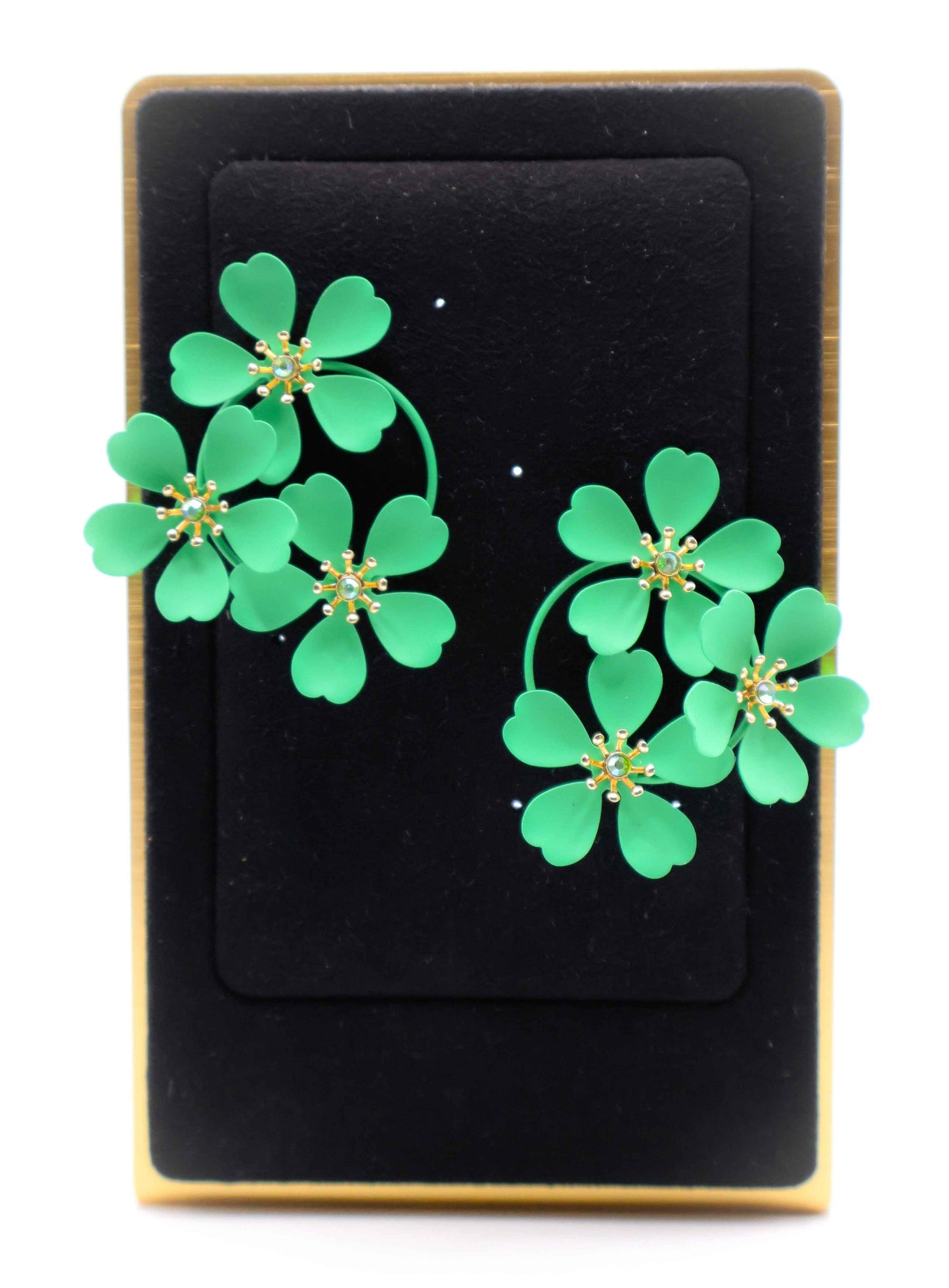 Green Blooms Earrings – Luxury Green Floral Statement Earrings