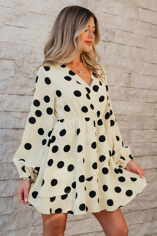 Kataleya Polka Dot Puff Sleeve Mini Dress