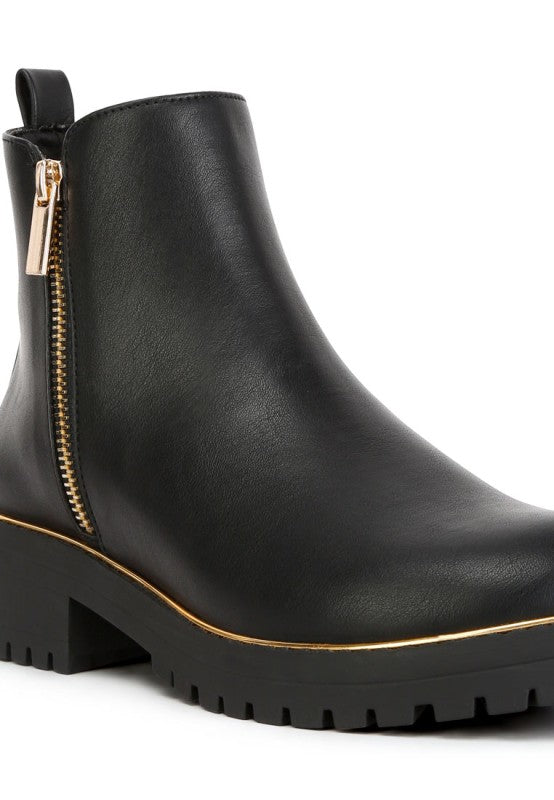 Thorin Metallic Frame Block Heel Boots