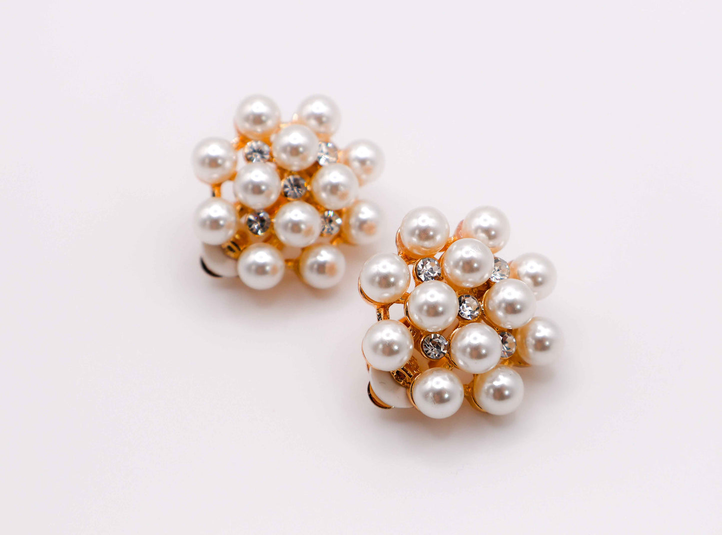 Pearly Floral Elegance Clip-On Earrings
