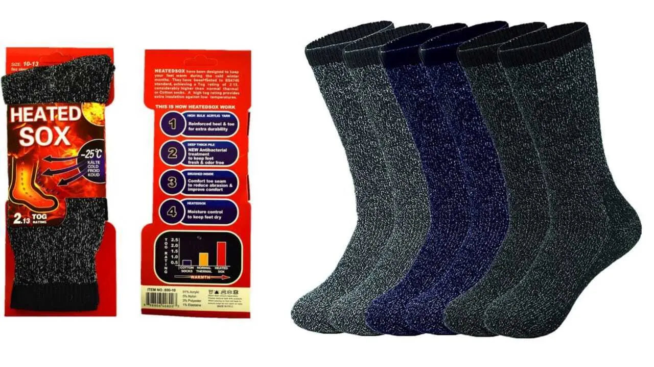 Mens thermal socks Heated winter friendly Warm  Boot Sox thick Duty Size 10-13