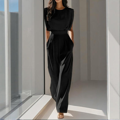 Women’s wide-leg short sleeve jumpsuit