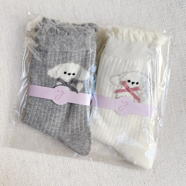 Bichon Puppy Design Socks Set Of 2
