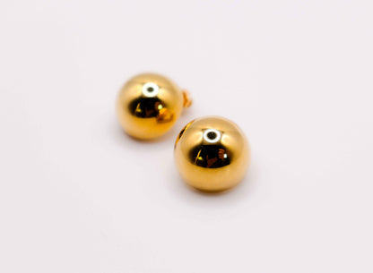 Italian Silver Gold-Dipped Clip Ball Earrings