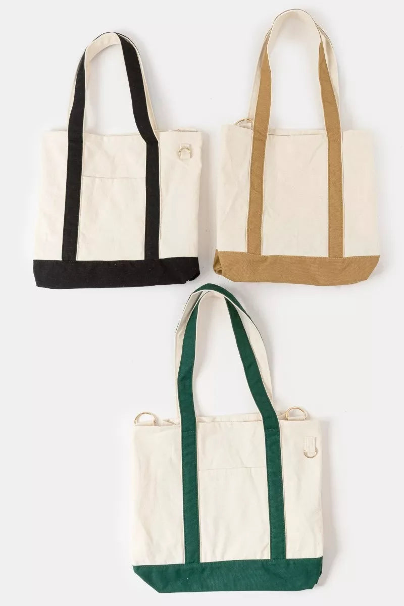 Fame Contrast Trim Tote Bag
