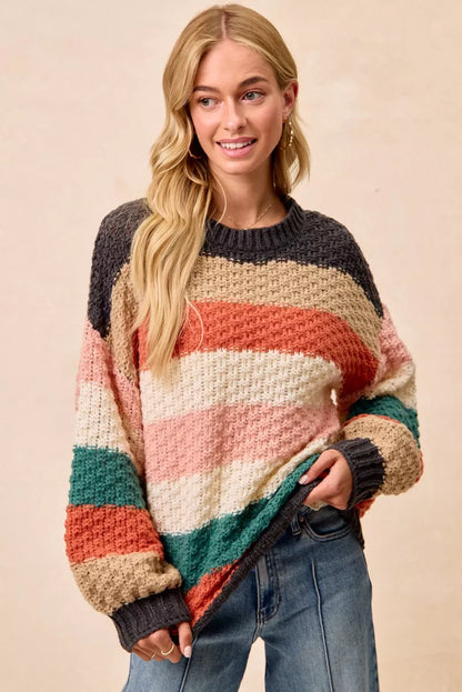 BiBi Stripes Color Block Chunky Sweater
