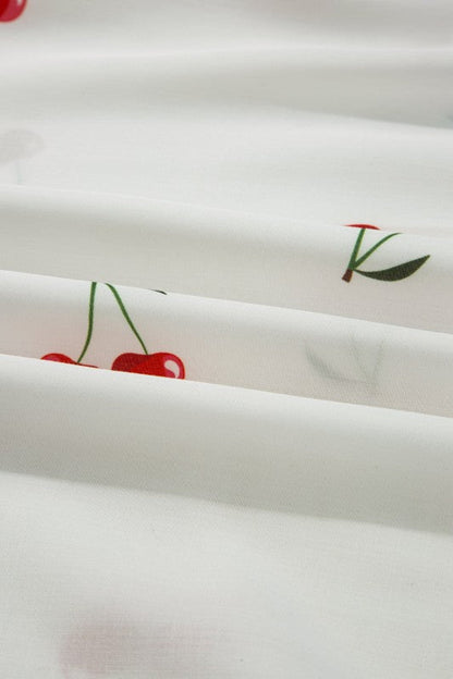 Cherry Frilled Collar 3/4 Sleeve Babydoll Blouse