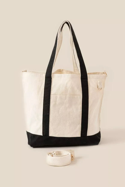Fame Contrast Trim Tote Bag