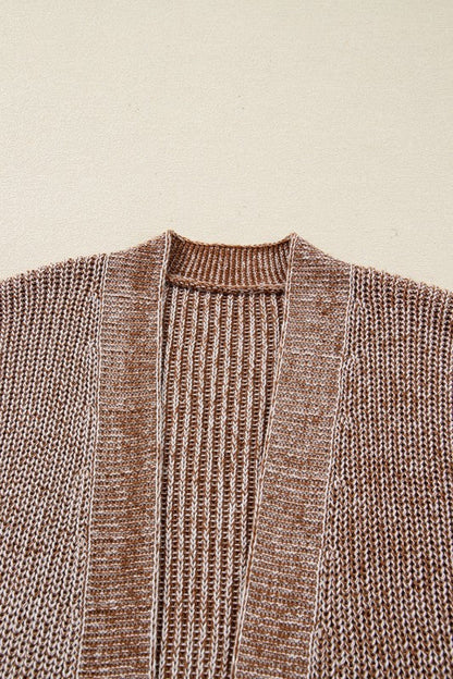 Solid Knit Open-Front Pocketed Cardigan