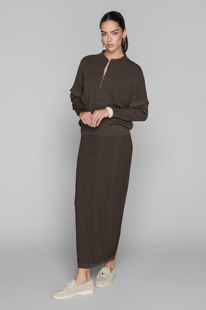 Canton Zip Top in Cocoa