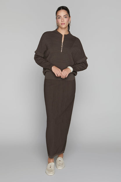 Canton Zip Top in Cocoa