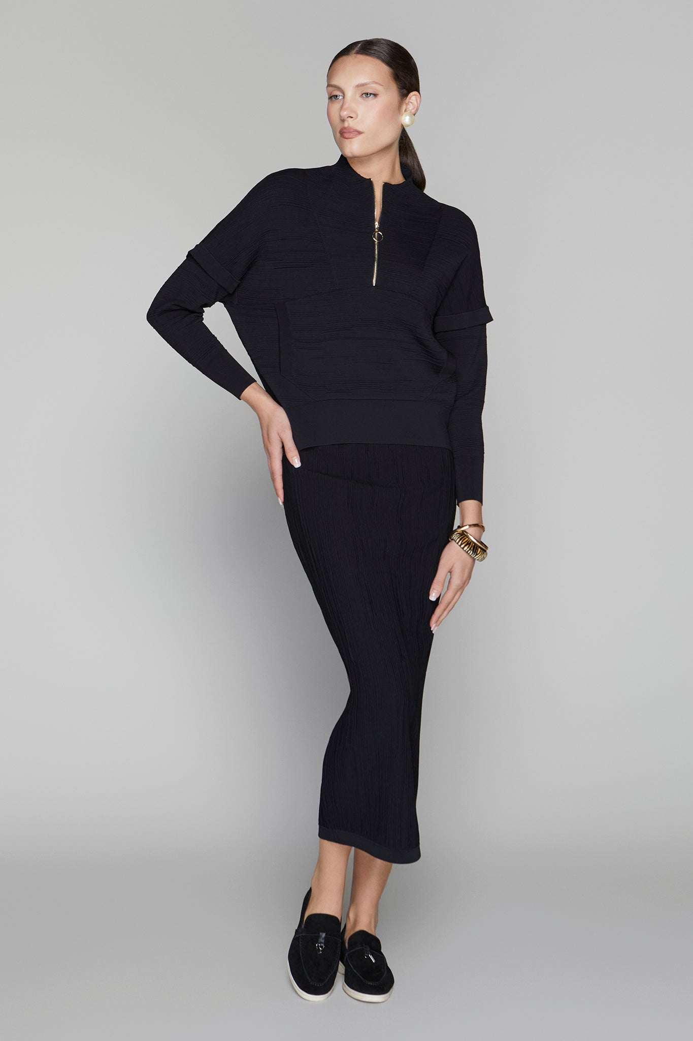 Canton Zip Top in Black