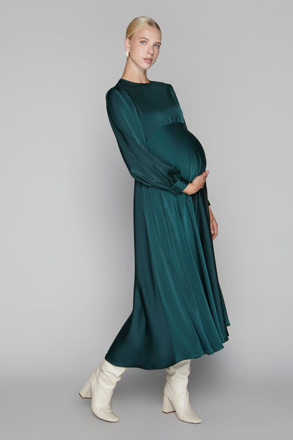 Arden Maternity Dress in Emerald
