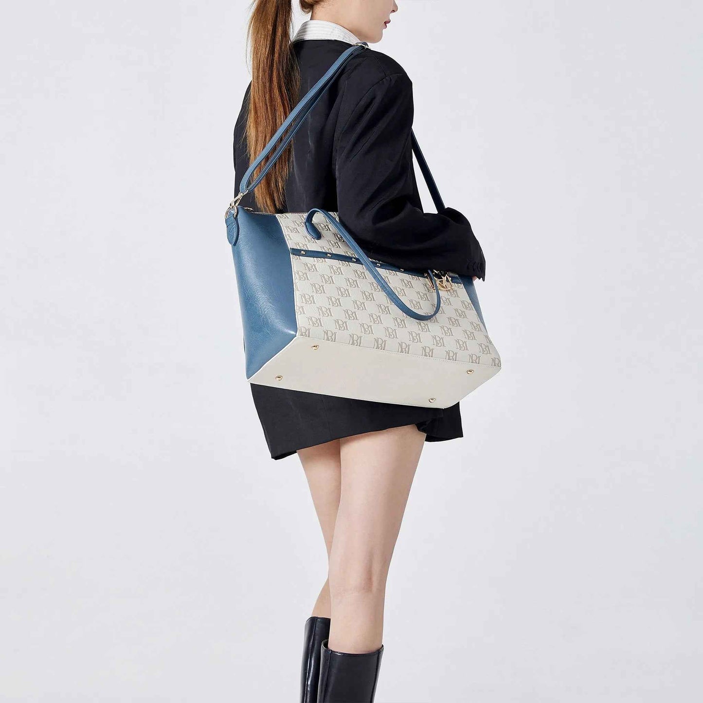 Caroline Vegan Leather Monogram Weekender Duffel Bag