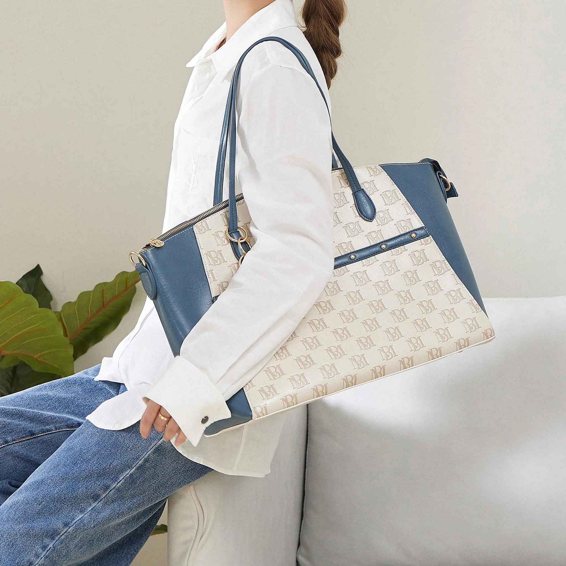 Caroline Vegan Leather Monogram Weekender Duffel Bag