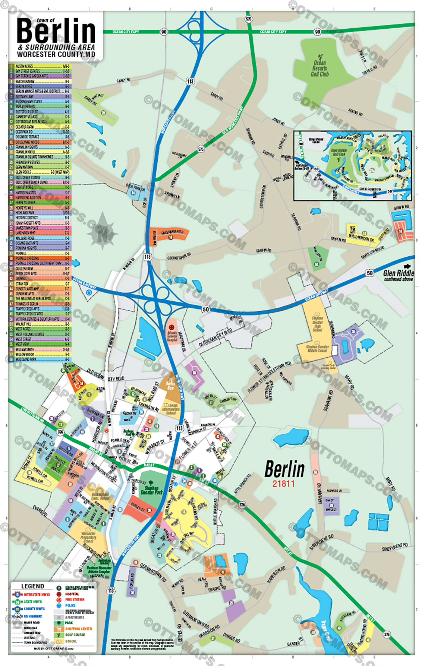 Berlin Map, Worcester County, MD - POSTER PRINTS - Lolomo!