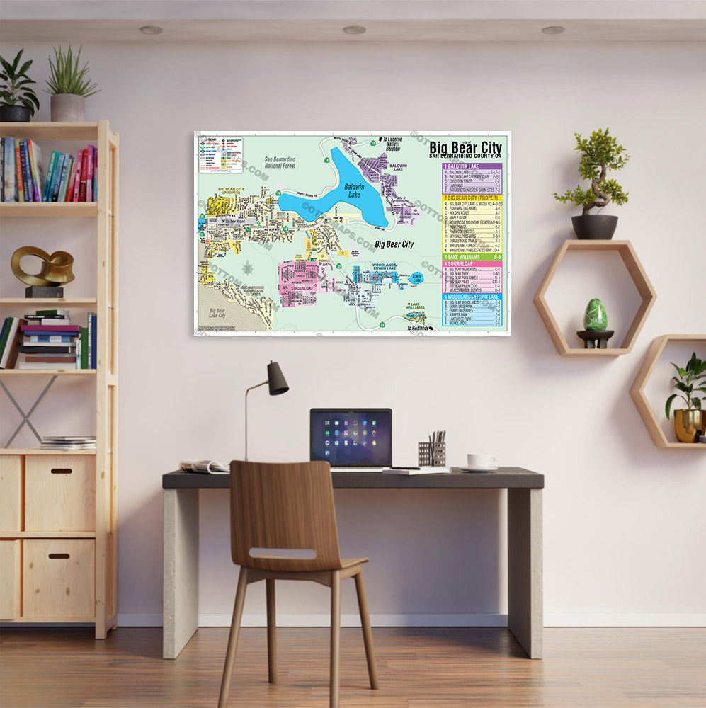 Big Bear City Map, San Bernardino County, CA - POSTER PRINTS