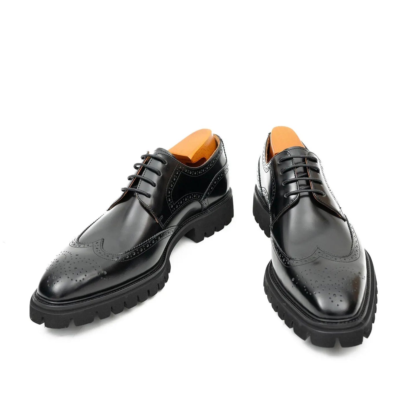 Black derby brogue shoes