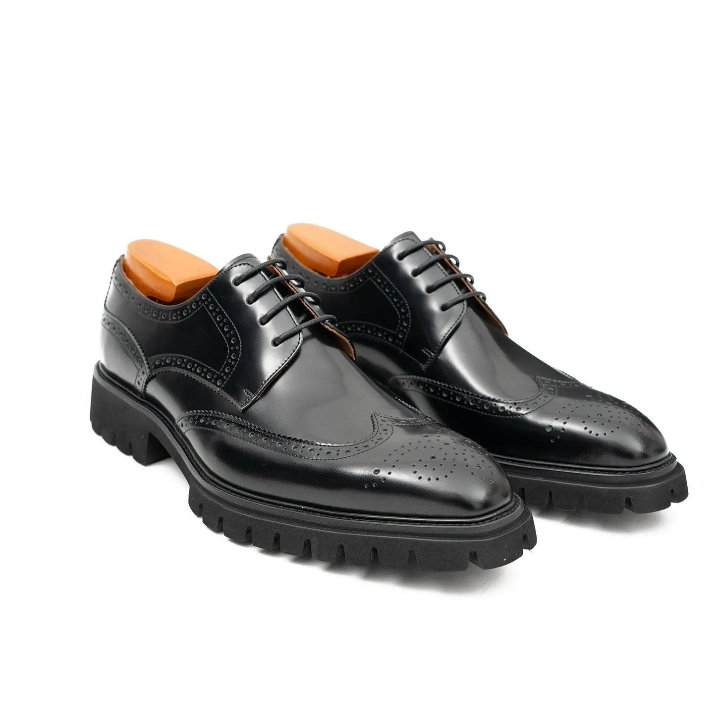Black derby brogue shoes
