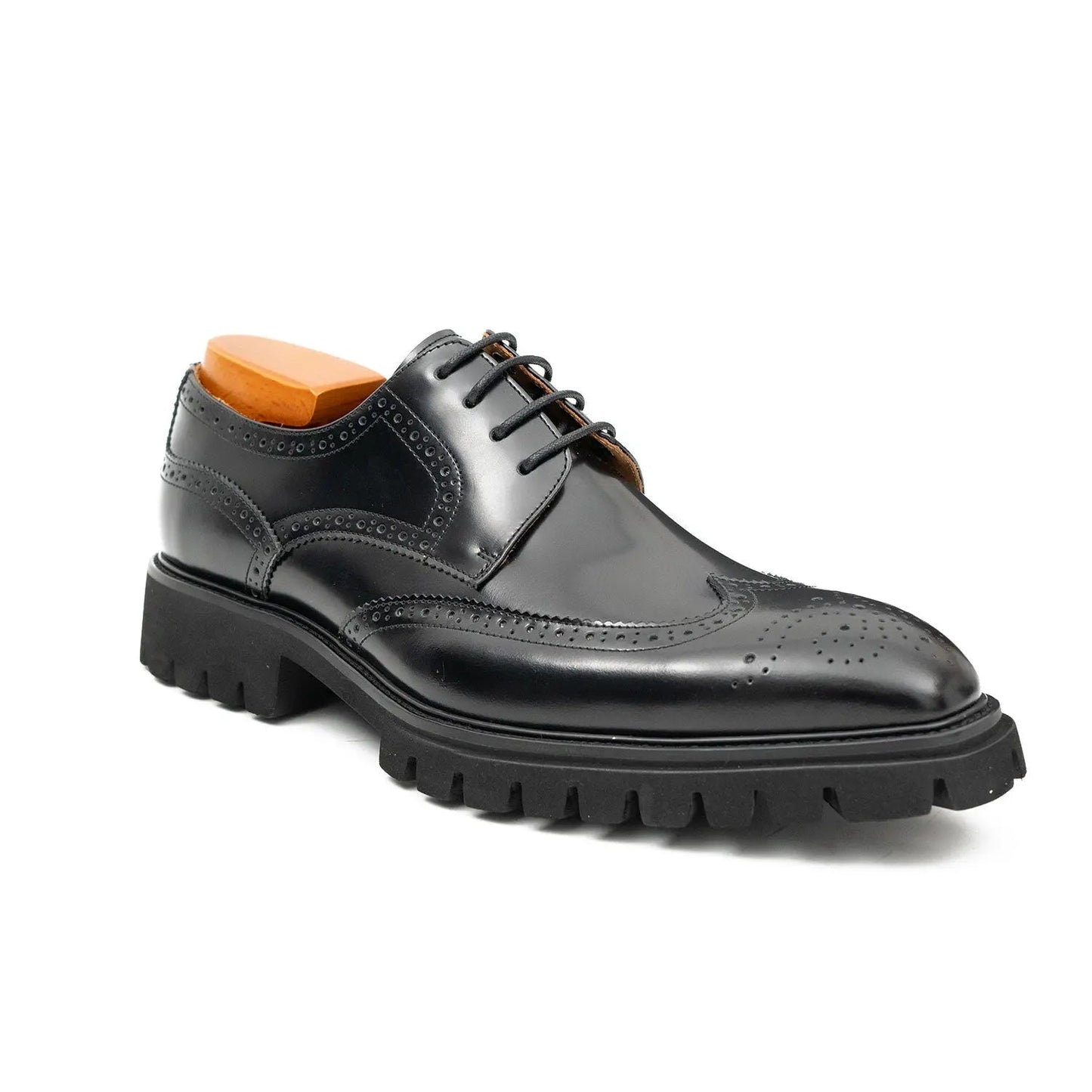 Black derby brogue shoes