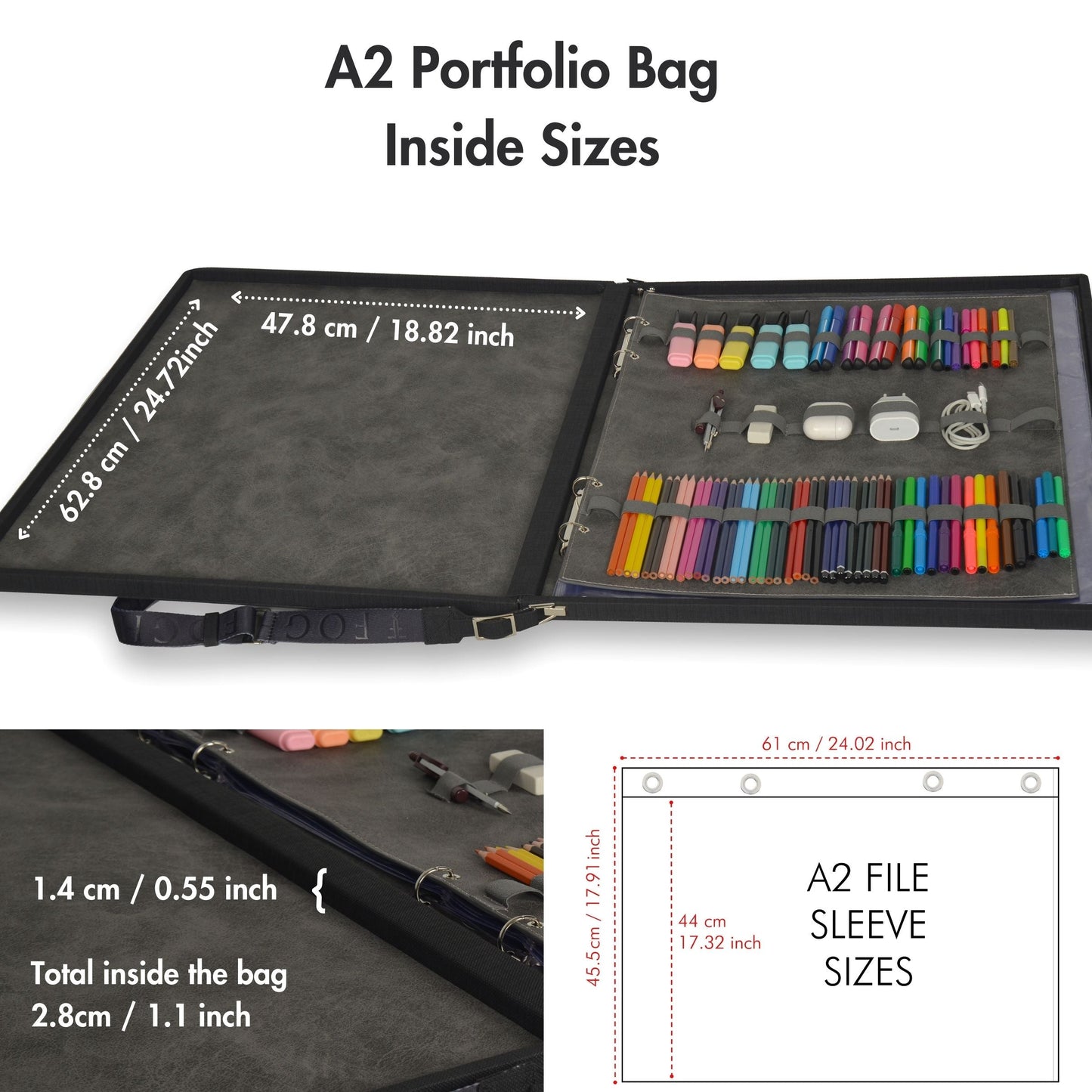 Leather Binder Leather Portfolio Gifts For Painters - Portfolio Binder- Art Supplies Organizer