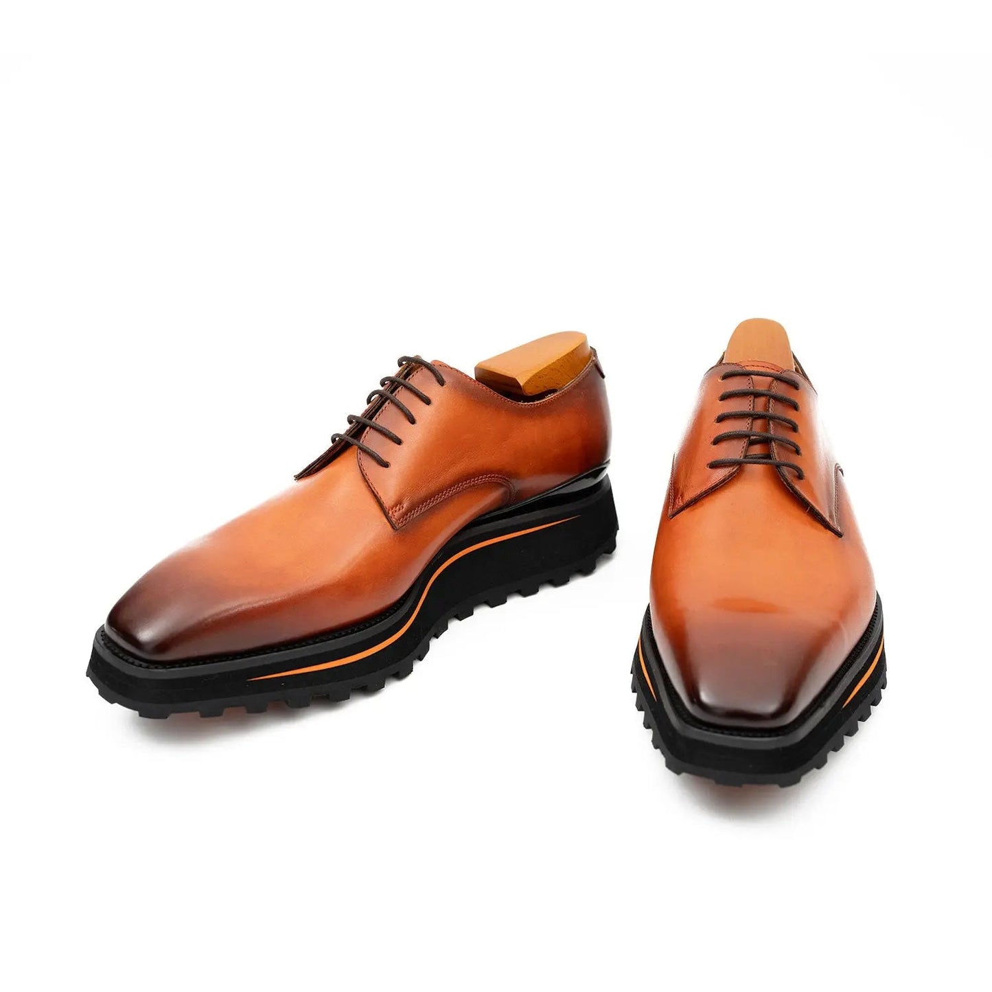 Calf leather business dress derby shoes Brown