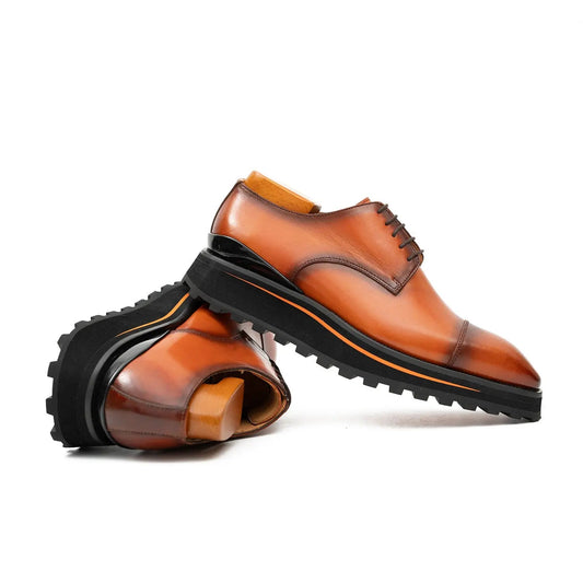 Calf leather dress three quarters derby shoes Brown