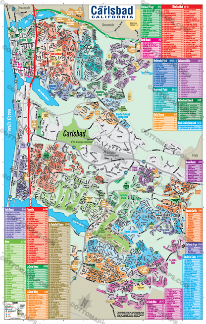 Carlsbad Map, San Diego County, CA -  POSTER PRINTS