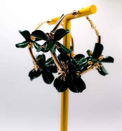 Floral Luxe Hoops – Gold Flower Hoop Earrings