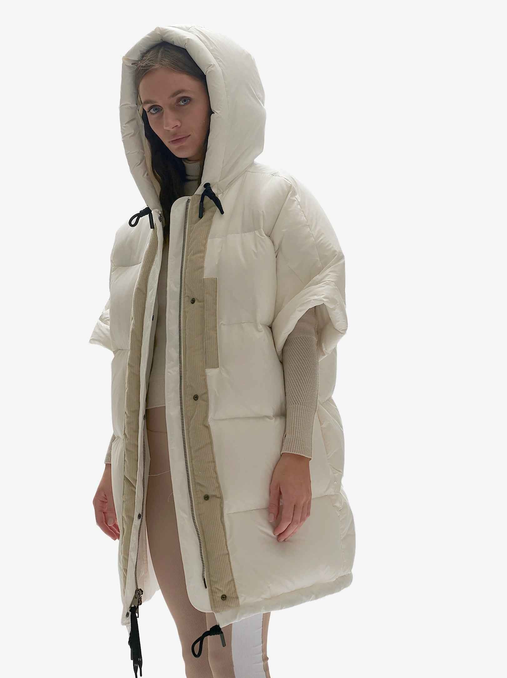 Long Down Vest - Pearl