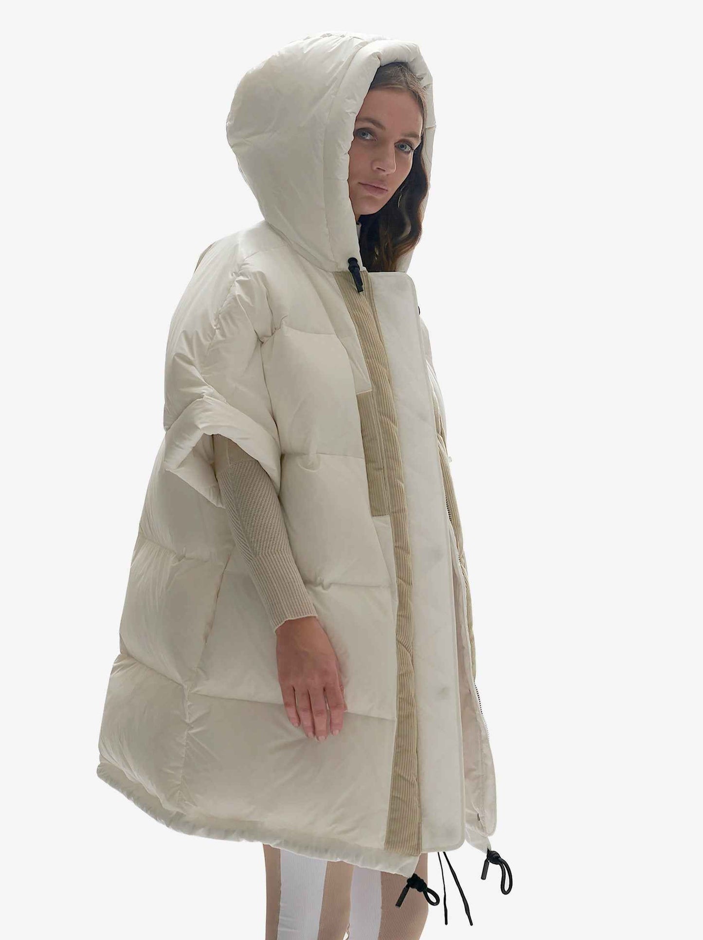 Long Down Vest - Pearl