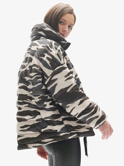 Down Half Zip - Zebra