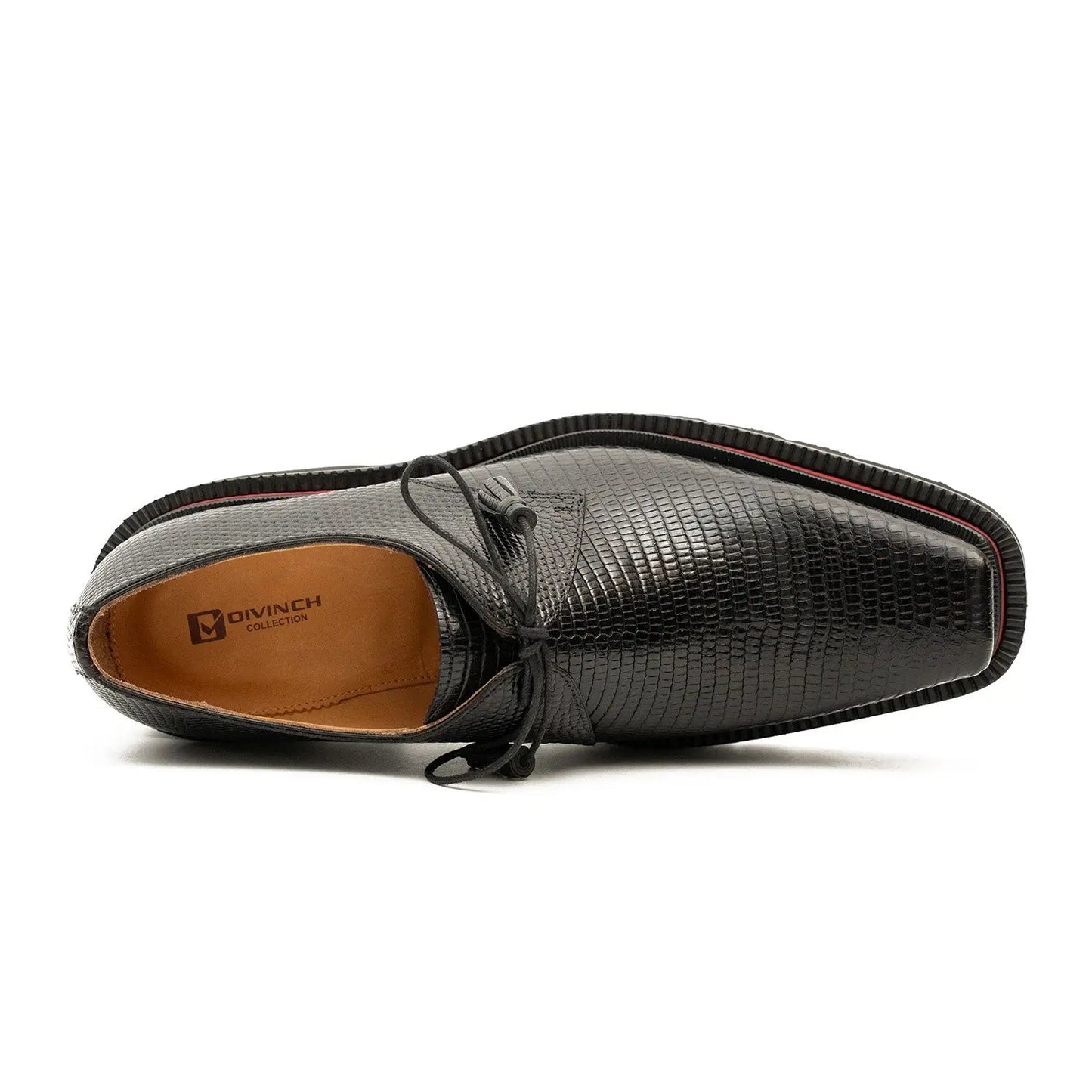 Derby shoes with thick soles, snake pattern embossing and tassels