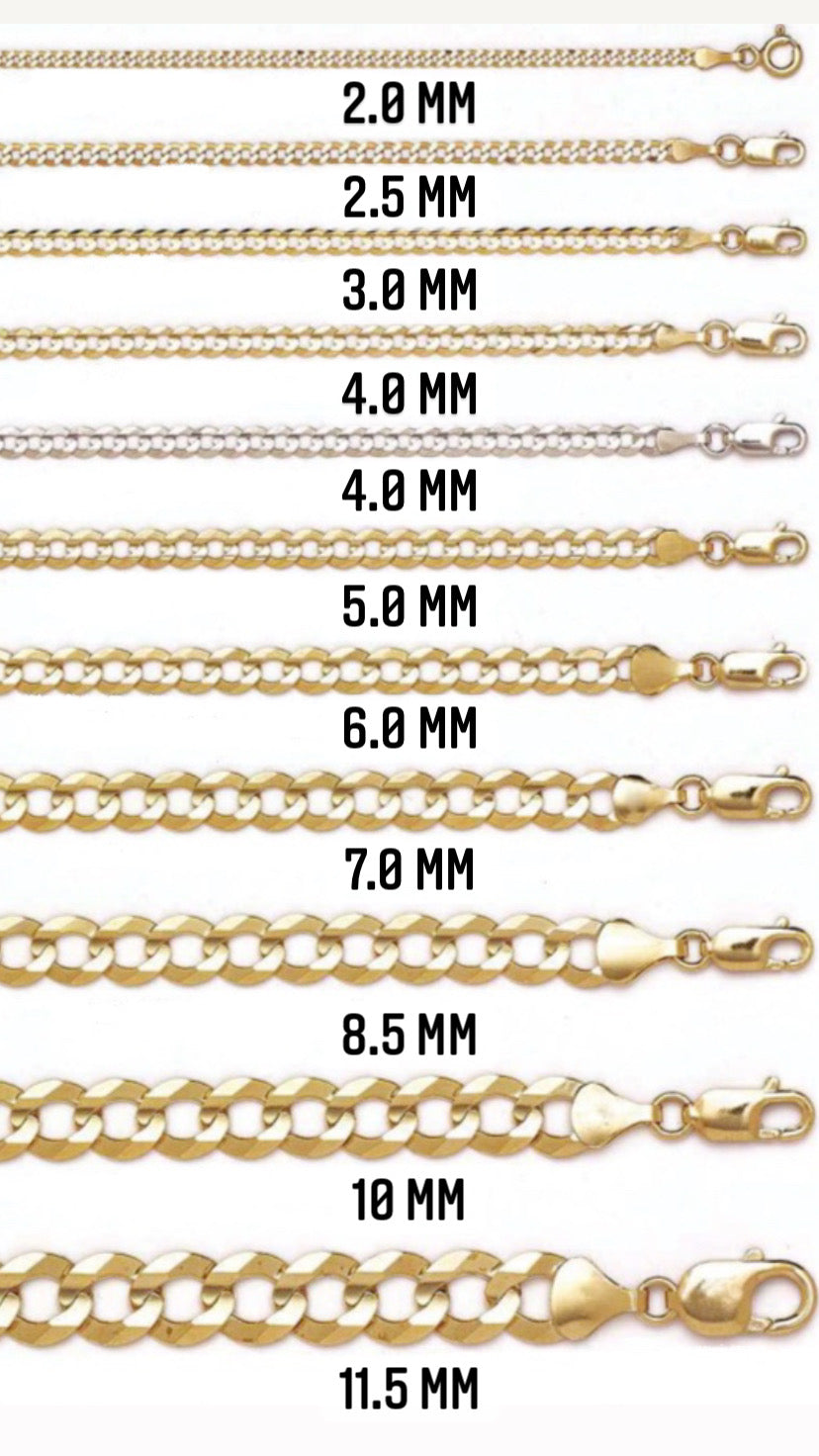 10K Gold- Hollow Cuban Link Diamond Cut (Pave) Chain