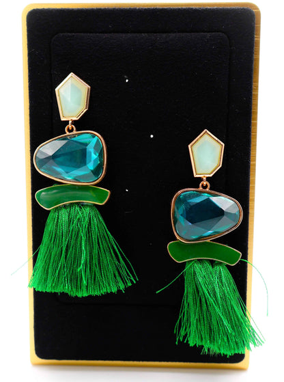 Emerald Sparkle Gems Earrings – Crystal Drop Earrings for Women