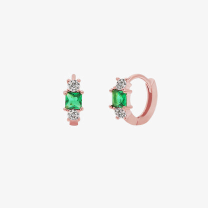 Green Onyx Huggie Earrings-6