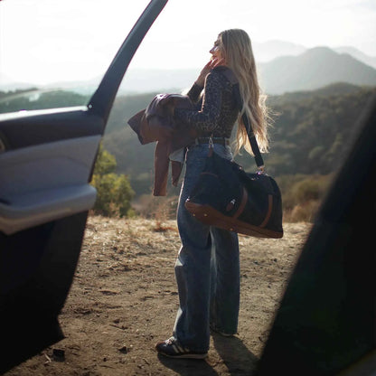 Luxe Journey 30L Twill and Vegan Leather Weekender Duffel Bag