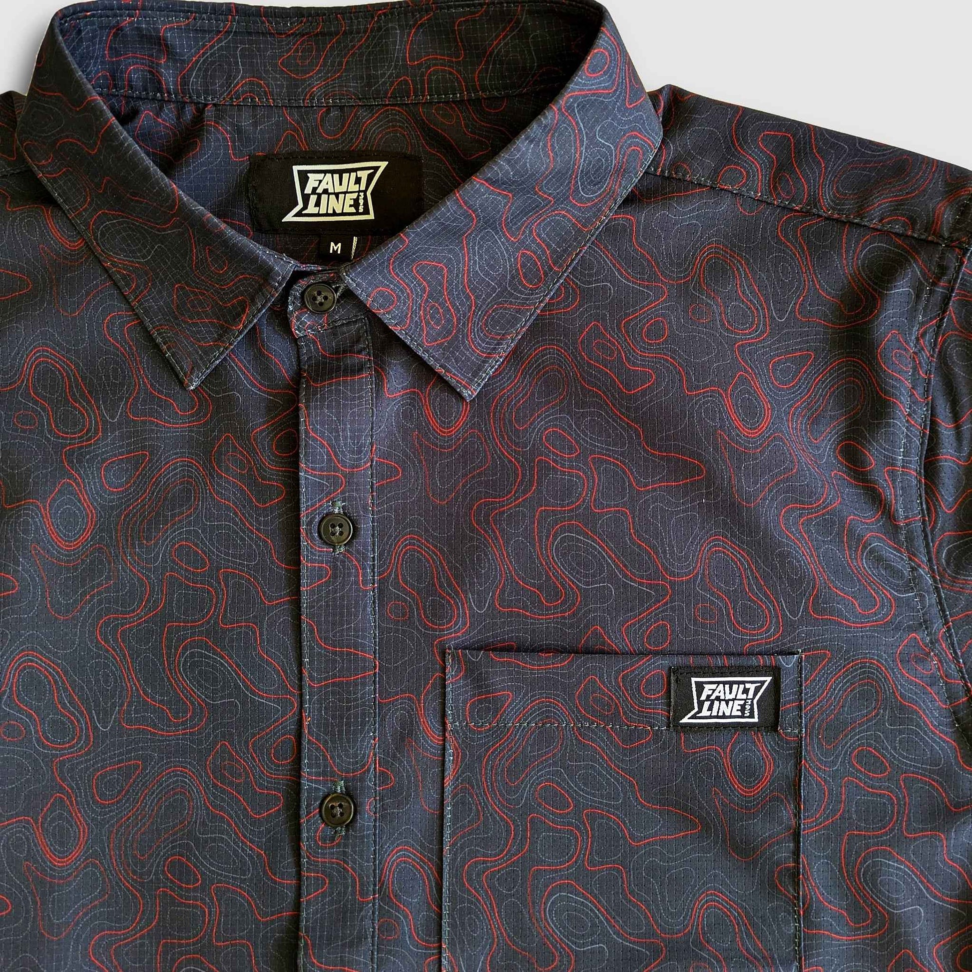 Langley Performance Button Up Shirt - Carbon/Topo