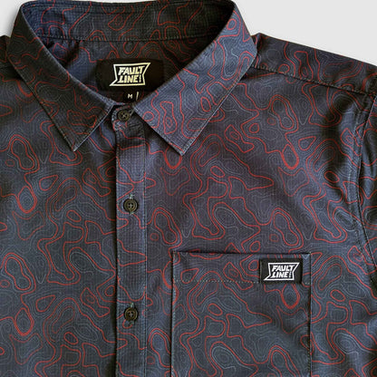 Langley Performance Button Up Shirt - Carbon/Topo