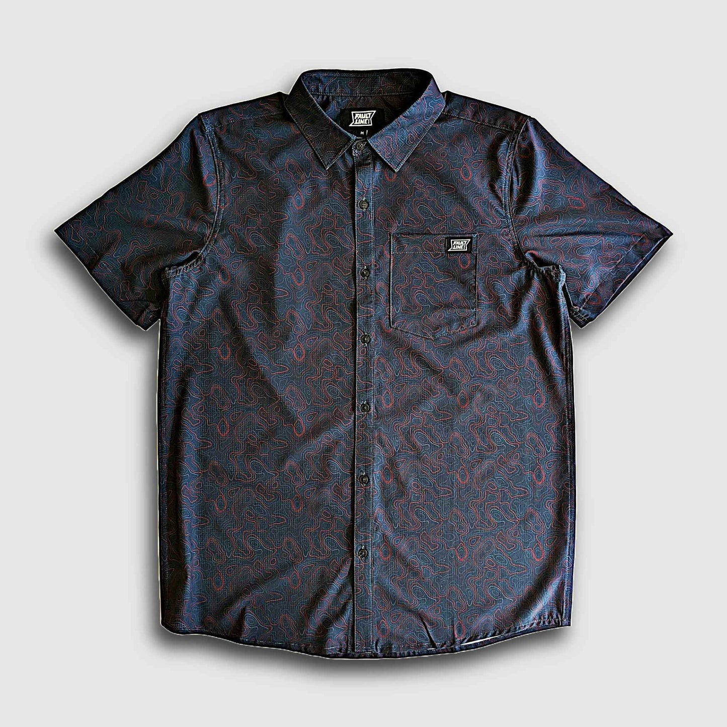 Langley Performance Button Up Shirt - Carbon/Topo