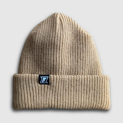 2-Tone Split Color Beanie - Mineral Blue/Tan