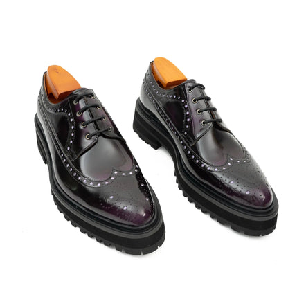 Handmade Chunky - sole Brogue Shoes Purple